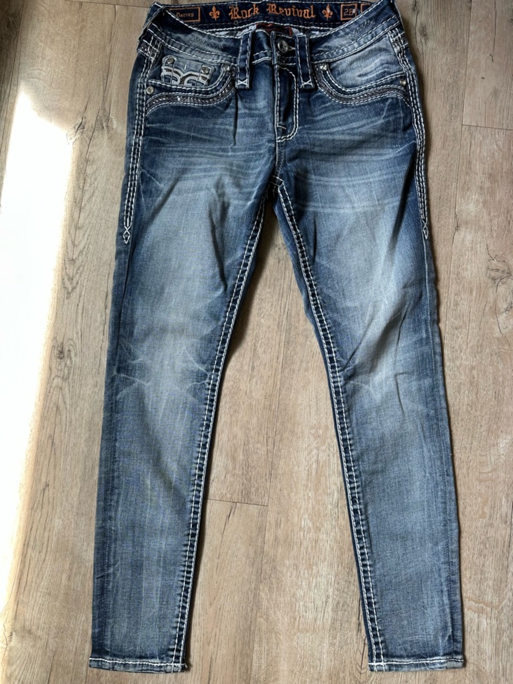 Rock Revival Women's Darcy Ankle Distressed Blue Skinny Jeans- NWOT
